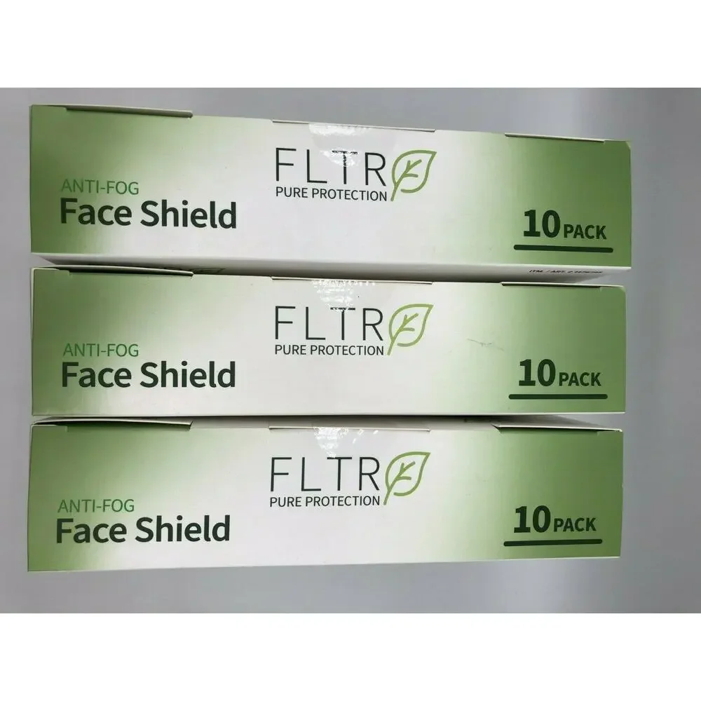 FLTR Pure Protection Anti-Fog Face Shields 10-pack Barrier Comfort Lot of 3